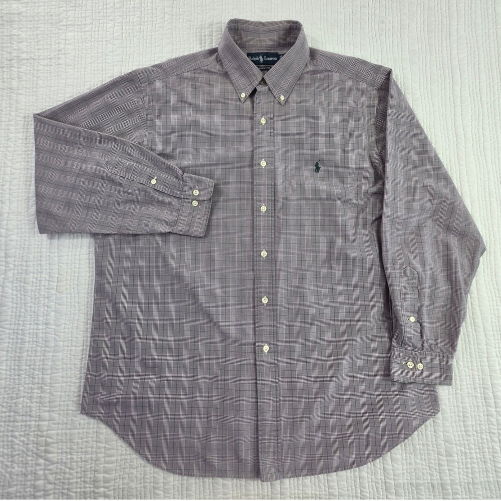 Polo Ralph Lauren Mens XL Purple Green Plaid Button Down Shirt Classic Fit EUC